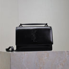 Saint Laurent SUNSET SMALL BAG 19 IN BLACK CALFSKIN BLACK HARDWARE