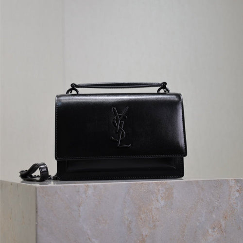 Saint Laurent SUNSET SMALL BAG 19 IN BLACK CALFSKIN BLACK HARDWARE