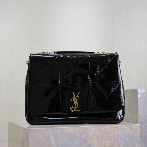 Saint Laurent JAMIE 4.3 LARGE BAG 43 IN BLACK PATENT LAMBSKIN GOLD HARDWARE
