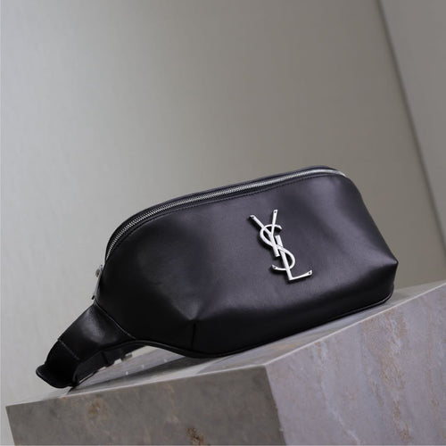 Saint Laurent CLASSIC CROSSBODY BAG 25 IN BLACK LAMBSKIN SILVER LOGO