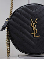 Saint Laurent VINYLE SMALL ROUND BAG 17 IN BLACK CAVIAR LEATHER GOLD HARDWARE