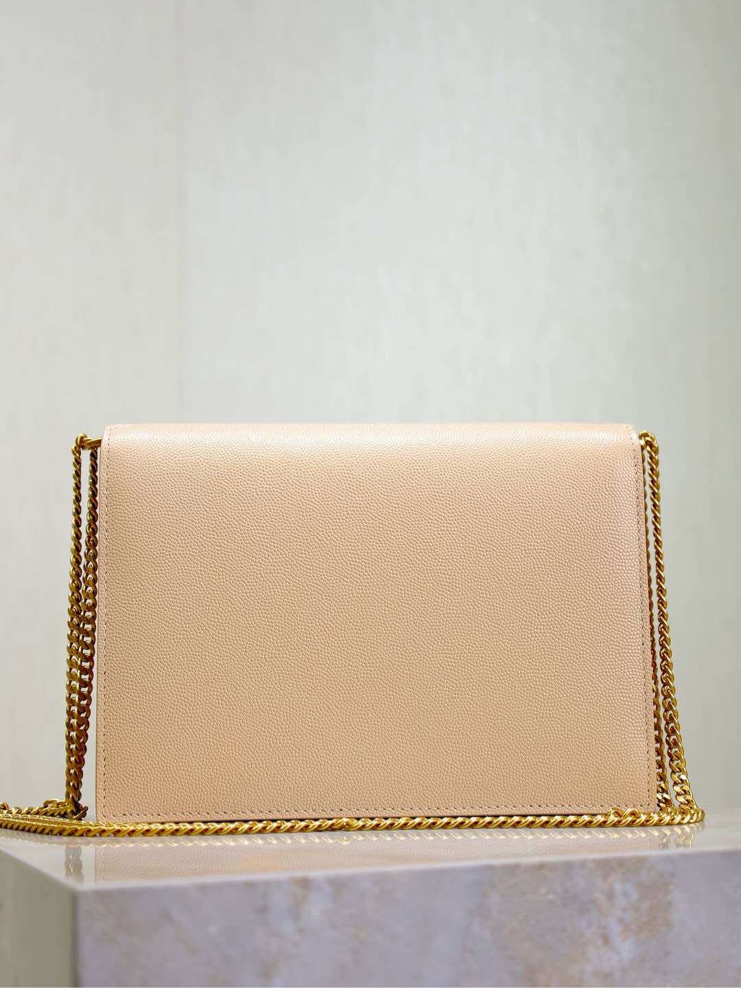 Saint Laurent CASSANDRA CHAIN BAG 22 IN APRICOT CAVIAR PATTERN CALFSKIN GOLD HARDWARE