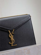 Saint Laurent CASSANDRA CHAIN BAG 22 IN BLACK CAVIAR PATTERN CALFSKIN GOLD HARDWARE