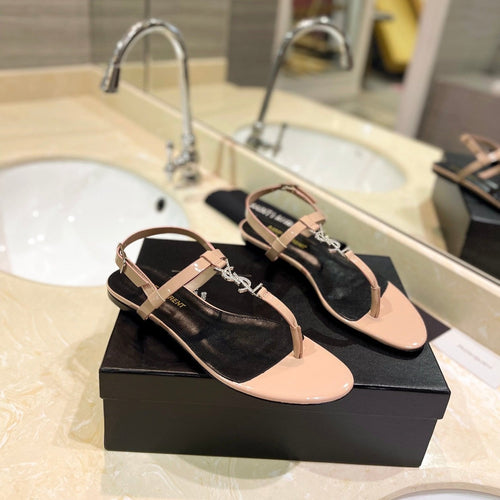 Saint Laurent SL CASSANDRA SANDALS TAN POLISHED CALFSKIN