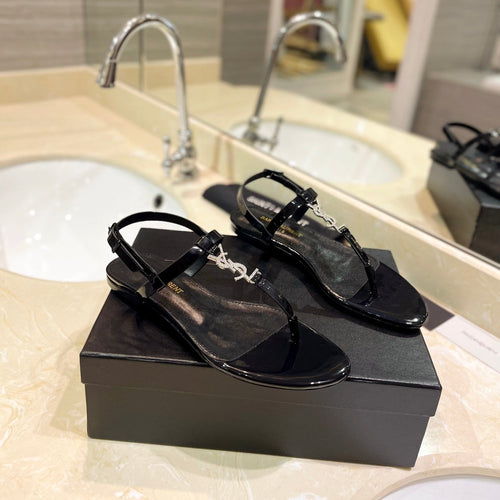 Saint Laurent SL CASSANDRA SANDALS BLACK POLISHED CALFSKIN