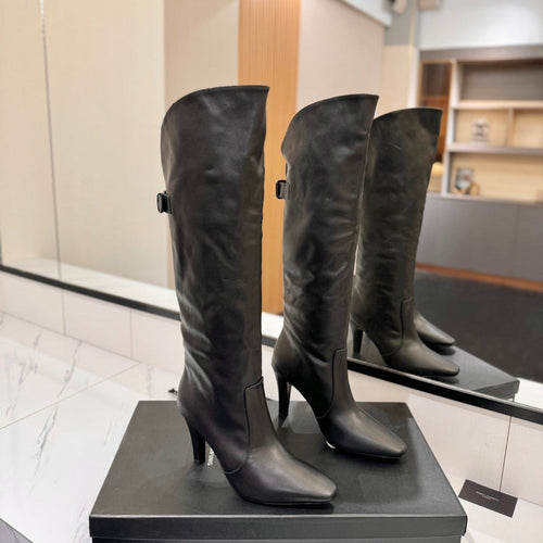 Saint Laurent CLASSIC HIGH KNEE BOOTS IN BLACK CALFSKIN