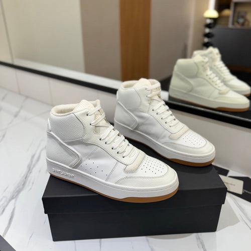 Saint Laurent MID-TOP SNEAKERS IN WHITE PERFORATED LAMBSKIN