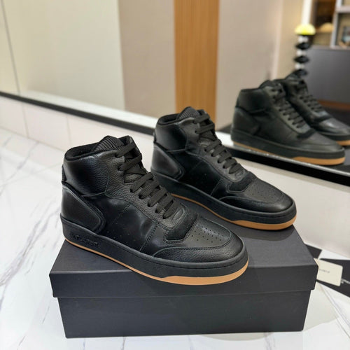 Saint Laurent MID-TOP SNEAKERS IN BLACK PERFORATED LAMBSKIN