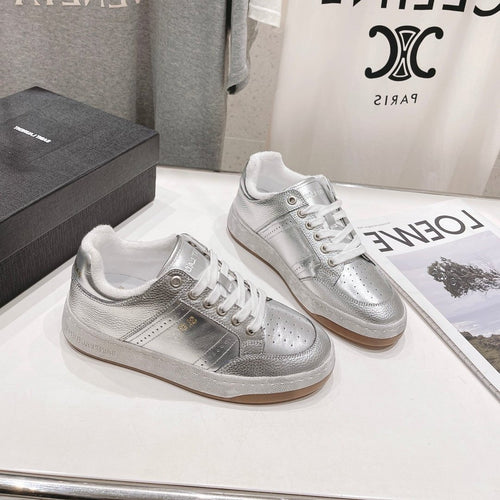 Saint Laurent SL SL/61 SNEAKERS SILVER PERFORATED CALFSKIN