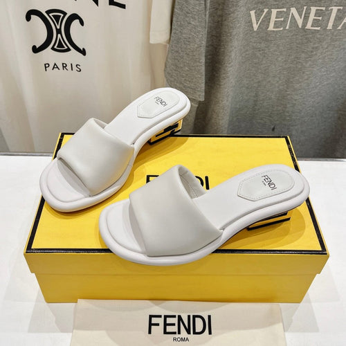 FENDI FENDI BAGUETTE MEDIUM-HEEL SANDALS 45 MM IN WHITE CALFSKIN