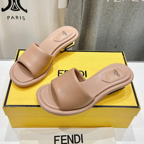 FENDI FENDI BAGUETTE MEDIUM-HEEL SANDALS 45 MM IN DESERT SAND CALFSKIN