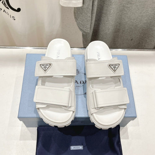 PRADA STRAP SANDALS WHITE CALFSKIN