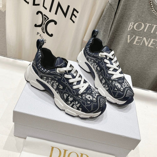 DIOR Vibe Sneaker Charcoal Blue Polyester Mesh Fabric And Cowhide