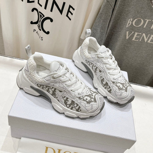 DIOR Vibe Sneaker White Grey Polyester Mesh Fabric And Cowhide