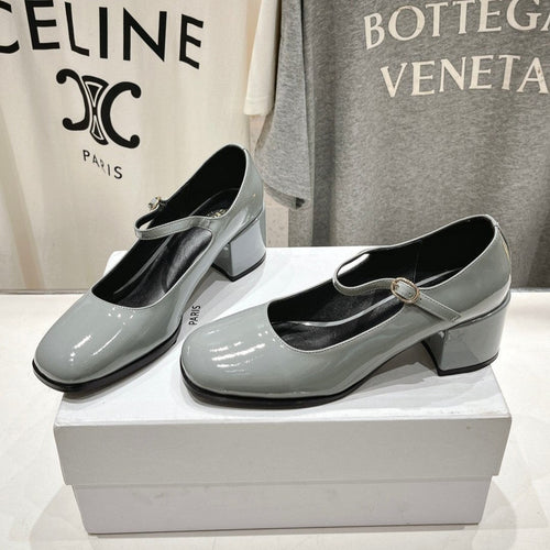 Celine MEDIUM - HEEL MARY JANE SHOES IN SMOKE GREY GLOSSY CALFSKIN