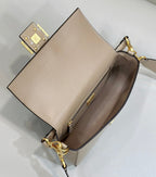 FENDI FENDI BAGUETTE 27 BAG IN SAND BEIGE CALFSKIN WITH GOLD HARDWARE