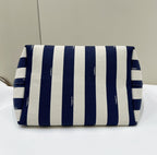 FENDI LARGE ROLL 33 IN MIDNIGHT BLUE MIX WHITE JACQUARD FABRIC
