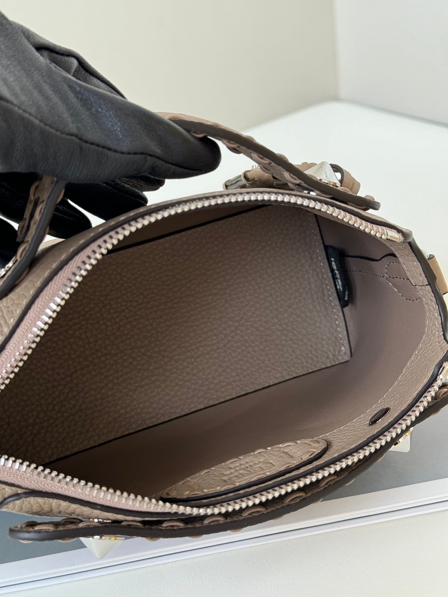 FENDI BY THE WAY SELLERIA MINI 20 IN MEDIUM BROWN GRAINED CALFSKIN