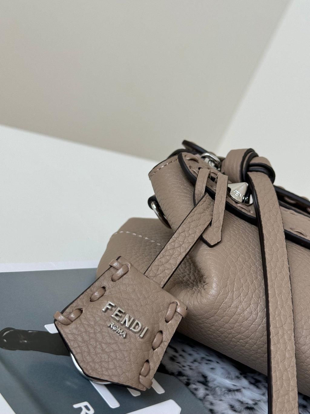 FENDI BY THE WAY SELLERIA MINI 20 IN MEDIUM BROWN GRAINED CALFSKIN
