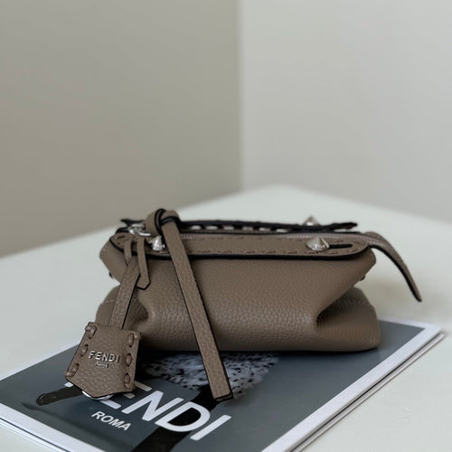 FENDI BY THE WAY SELLERIA MINI 20 IN MEDIUM BROWN GRAINED CALFSKIN