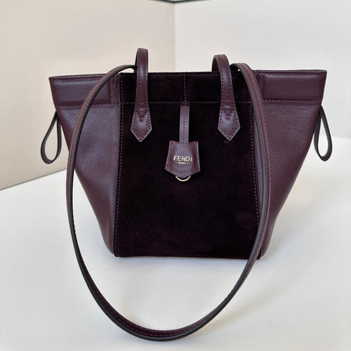 FENDI ORIGAMI MINI 19 IN WINE RED LAMBSKIN AND SUEDE