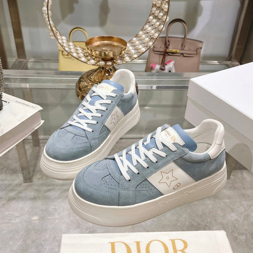 DIOR star sneaker white calfskin rock gray suede