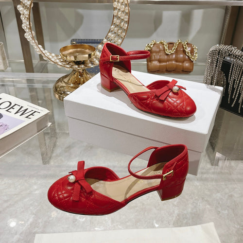 DIOR Ballet Pump Red Quilted Cowhide