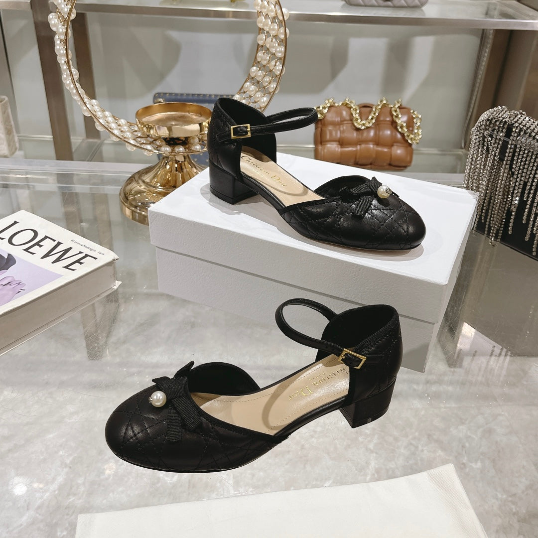 DIOR Ballet Pump Black Quilted Cowhide