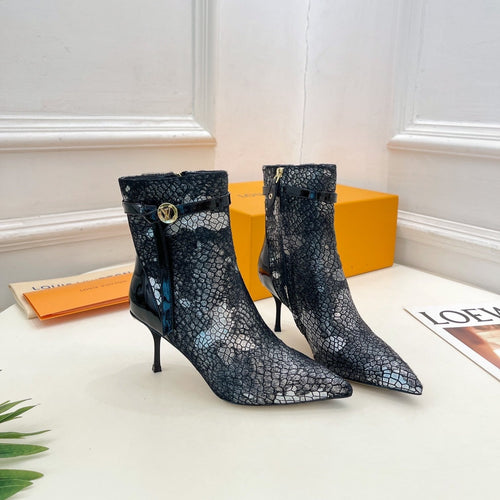 Louis Vuitton Stellar Ankle Boot 70mm White Mix Black Calfskin