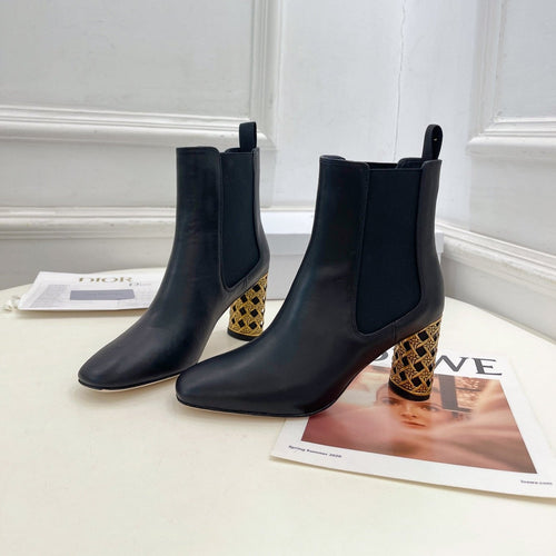 DIOR Icon Heeled Ankle Boot 80mm Black Calfskin