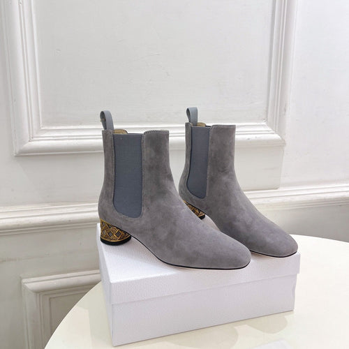 DIOR Icon Heeled Ankle Boot 40mm Grey Suede