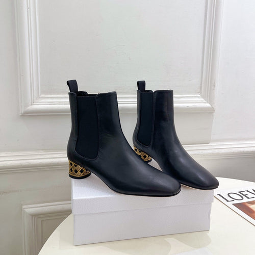 DIOR Icon Heeled Ankle Boot 40mm Black Calfskin