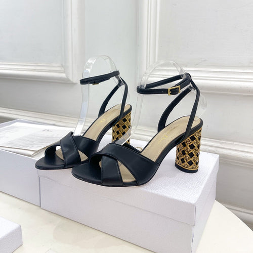 DIOR Icon Heeled Sandal 80mm Black Calfskin