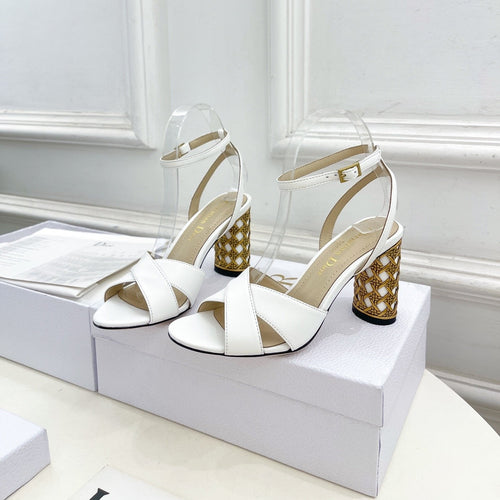DIOR Icon Heeled Sandal 80mm White Calfskin