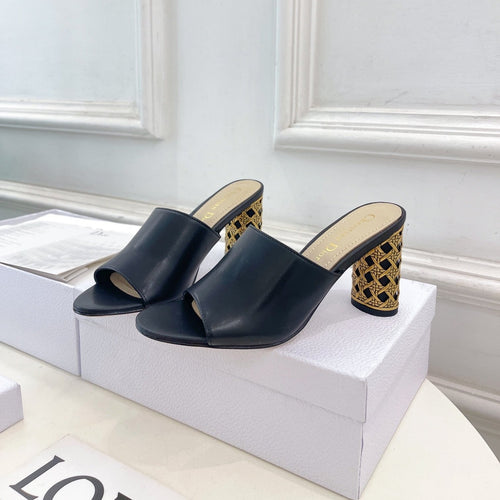 DIOR Icon Heeled Slide 80mm Black Calfskin