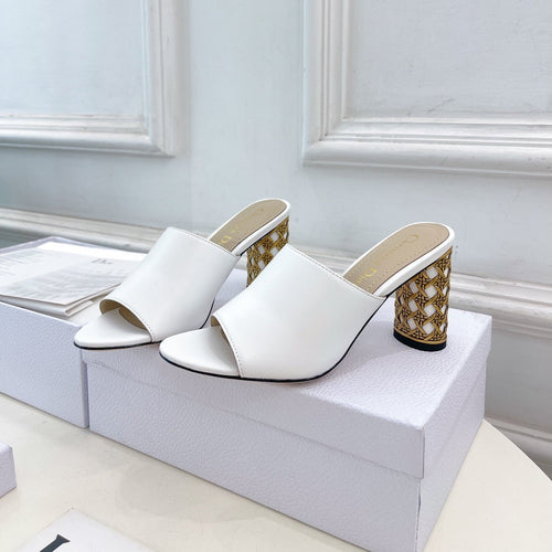 DIOR Icon Heeled Slide 80mm White Calfskin