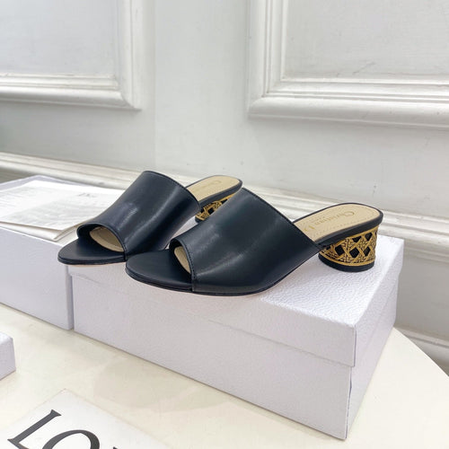 DIOR Icon Heeled Slide 40mm Black Calfskin