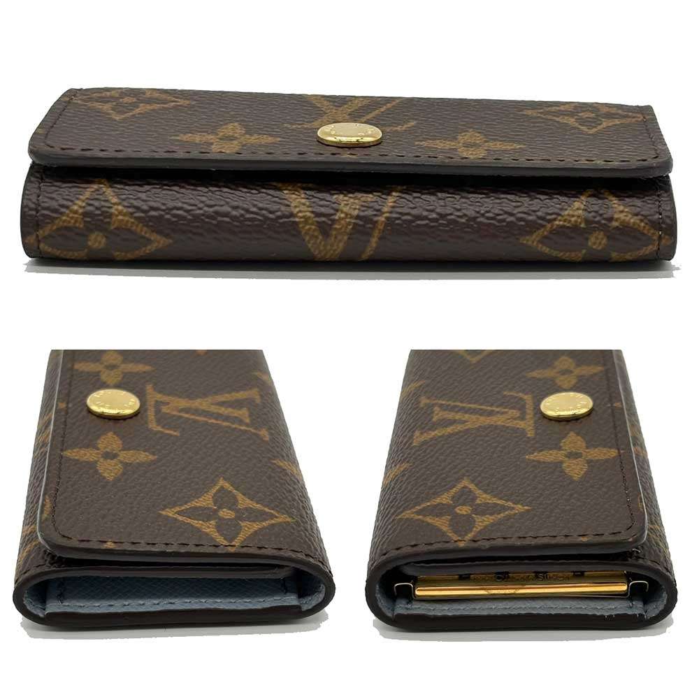Louis Vuitton Monogram Canvas Multicles 4 Key Case Brown x Blue in Great Condition
