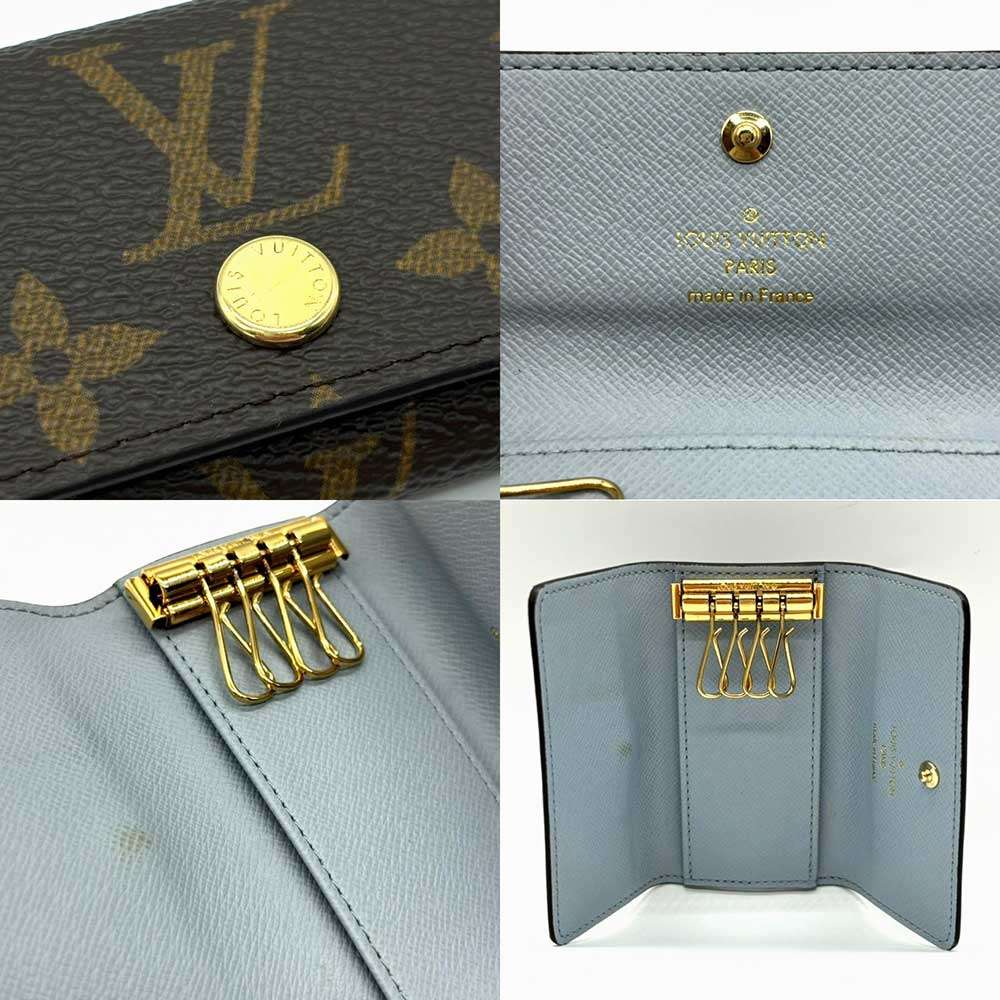 Louis Vuitton Monogram Canvas Multicles 4 Key Case Brown x Blue in Great Condition