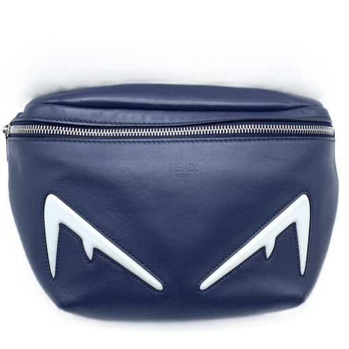 Fendi Bugs Eye Leather Waist Bag Navy
