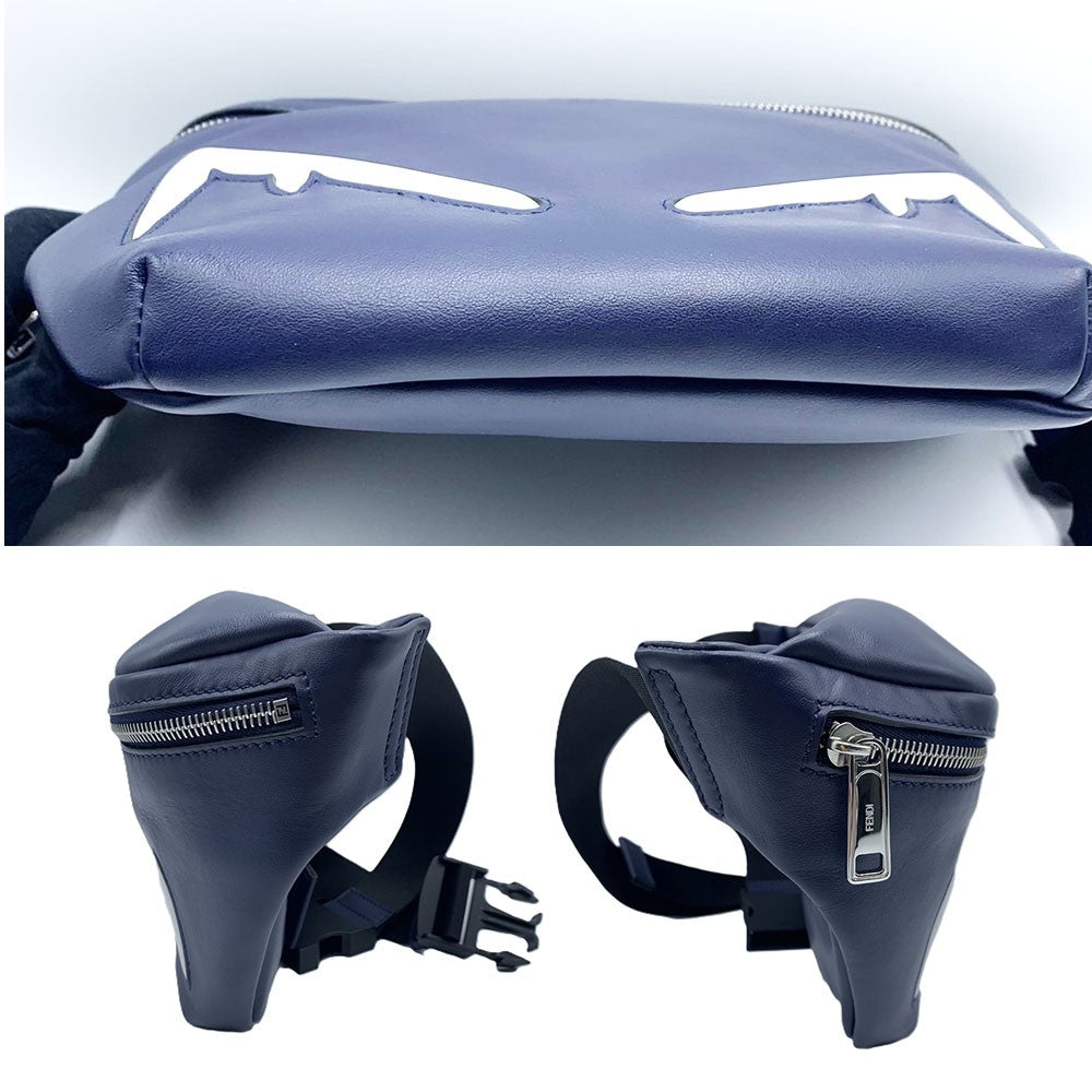 Fendi Bugs Eye Leather Waist Bag Navy