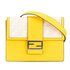 Fendi Leather Canvas Flat Bucket Medium Shoulder Bag 7VA524