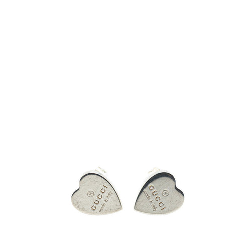 Gucci SV925 Heart Motif Stud Earrings Silver