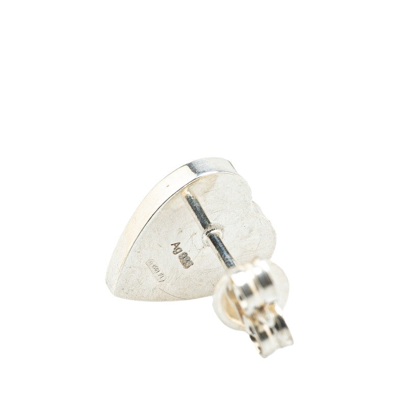 Gucci SV925 Heart Motif Stud Earrings Silver