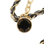 Fendi Chain Belt Gold Black Leather