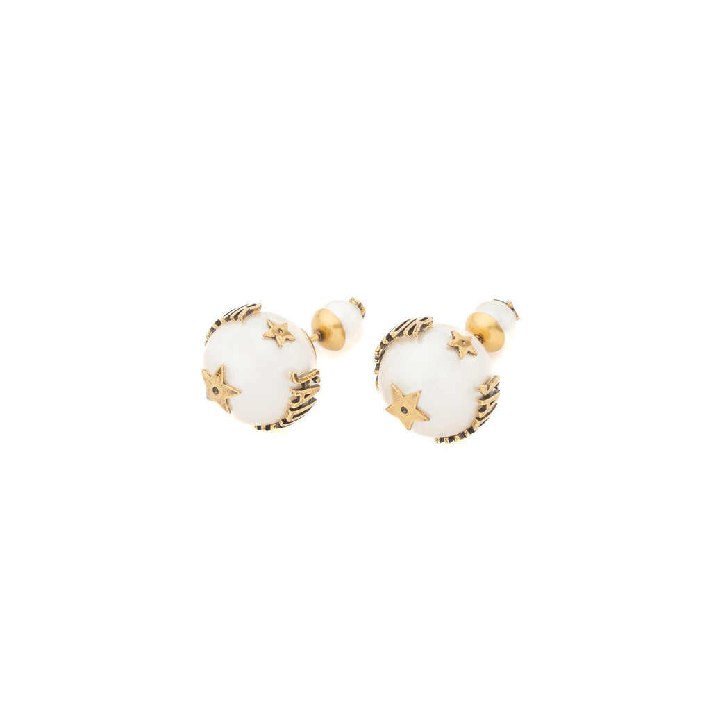 Dior J’adior Round Pearl Earring Gold Tone