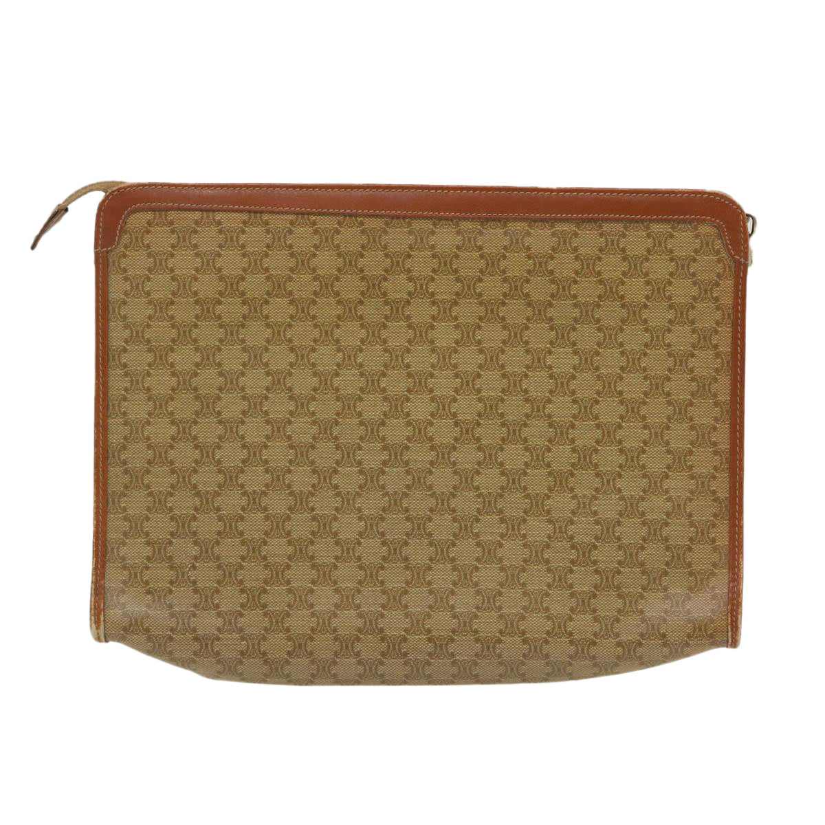 CELINE Macadam Pouch Clutch Bag PVC Leather Beige  jk1328