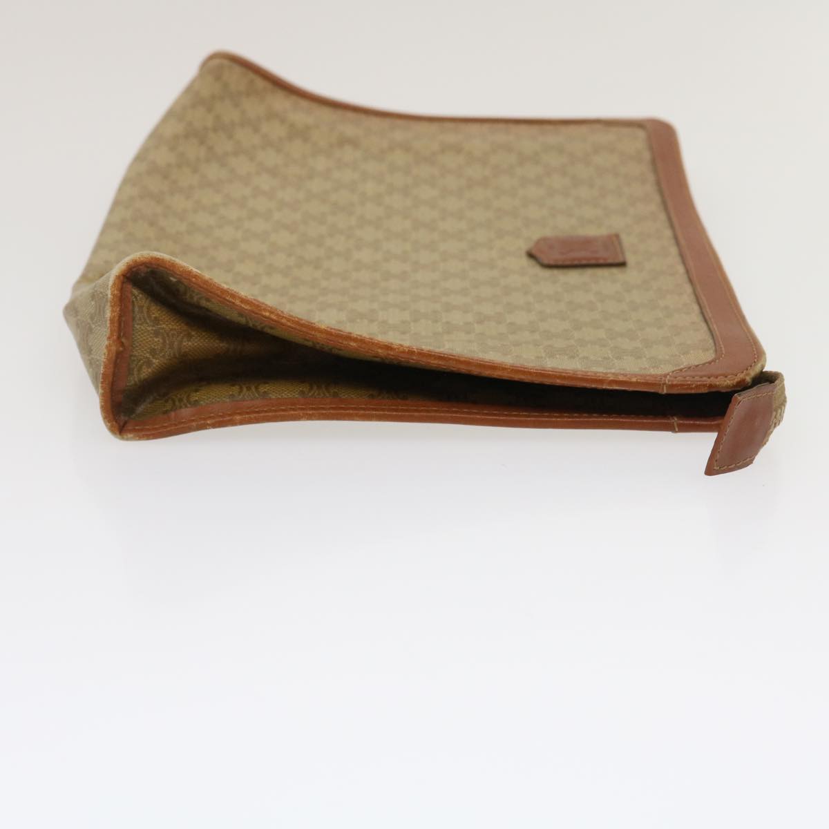 CELINE Macadam Pouch Clutch Bag PVC Leather Beige  jk1328