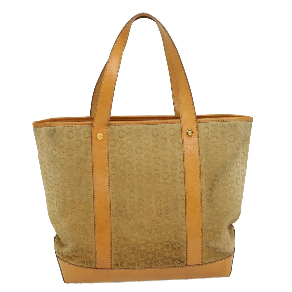 CELINE C Macadam Canvas Tote Bag Suede Beige  ai599