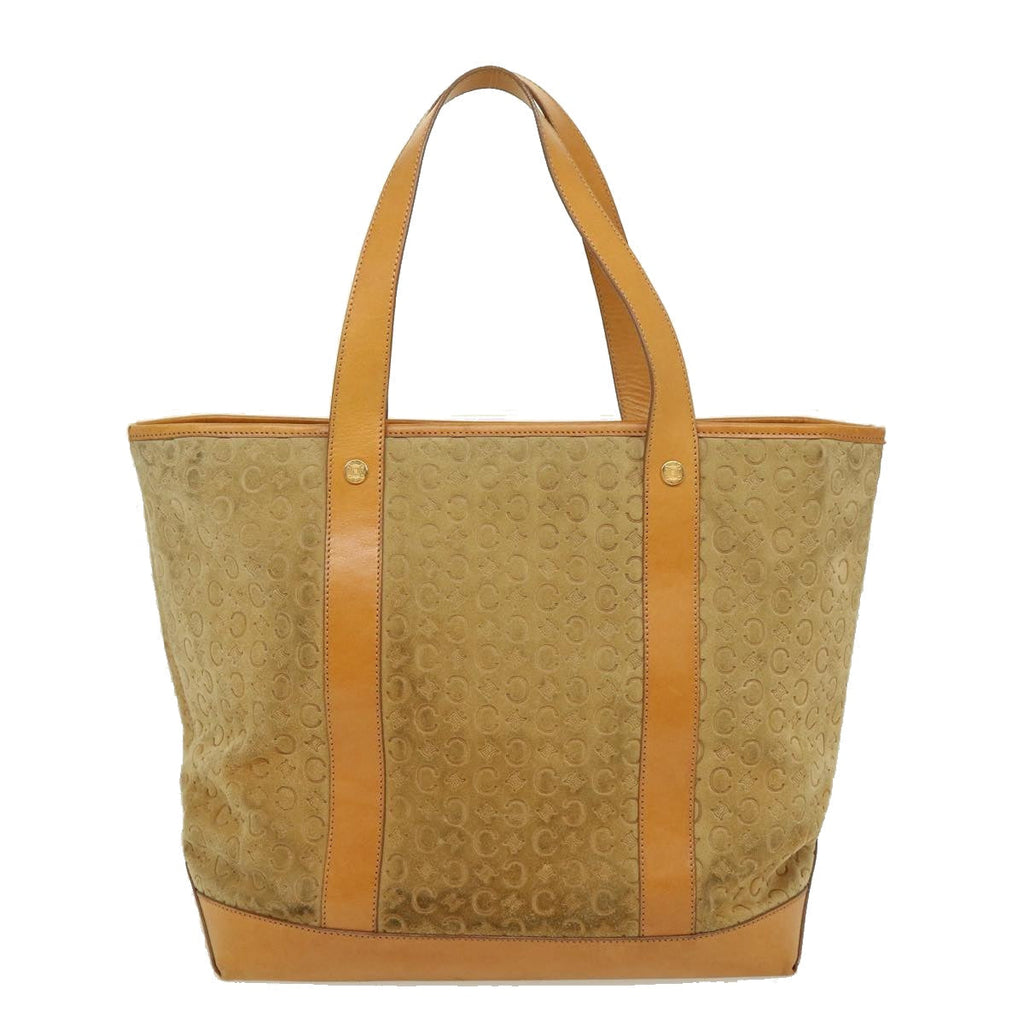 CELINE C Macadam Canvas Tote Bag Suede Beige  ai599